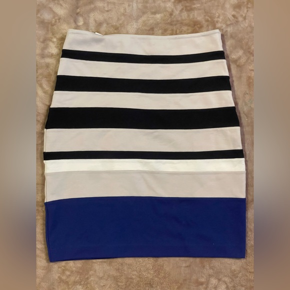 Express Blue and Black Striped Pencil Skirt - Picture 1 of 4